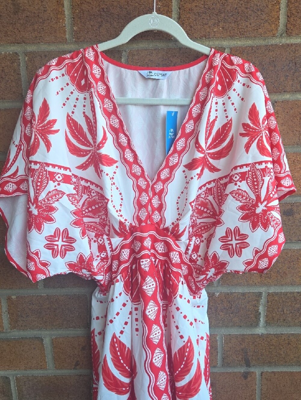 Cupshe White & Coral Patterned Dress - Picture 4 of 9